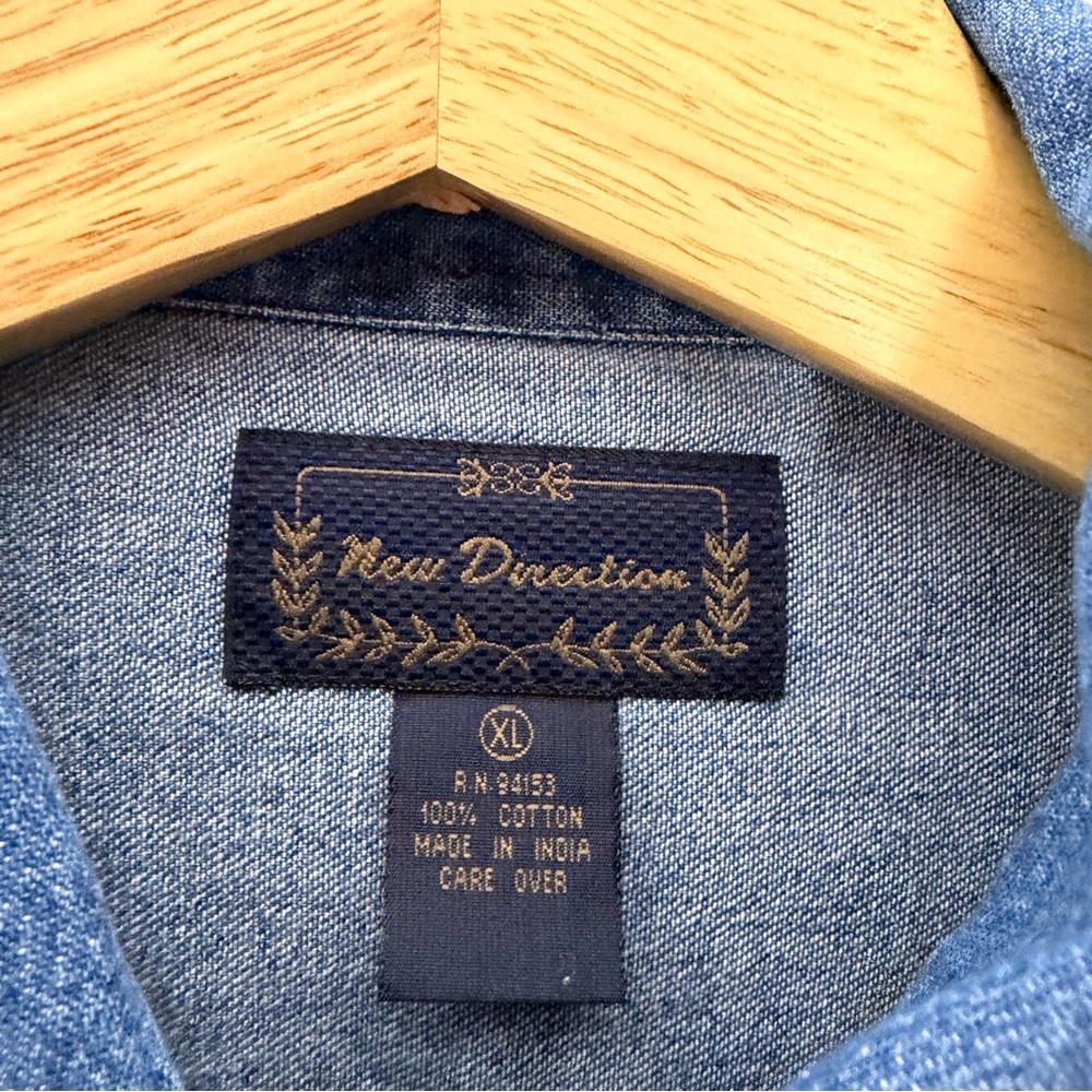 Vintage Jean Jacket Boxy Denim Coat Button Up Shacket XL *c - Picture 3 of 9